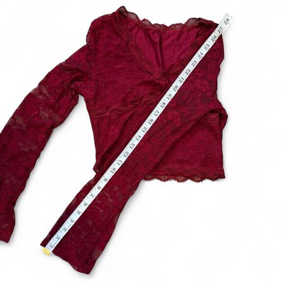 Y2k whimsigoth fairy maroon cropped long bell sleeve womens size xs - Picture 5 of 5
